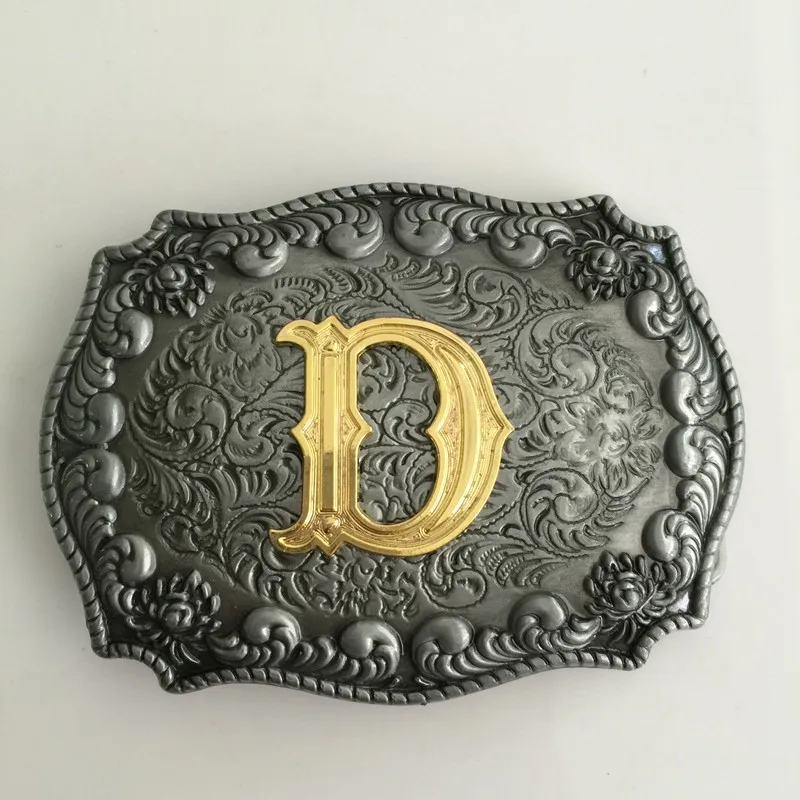 17 estilos diferentes de hebilla de cinturón de letra inicial dorada occidental para hombre A B C D E G H J K L M P R S T U W para cinturón ancho de 4cm/1.58in