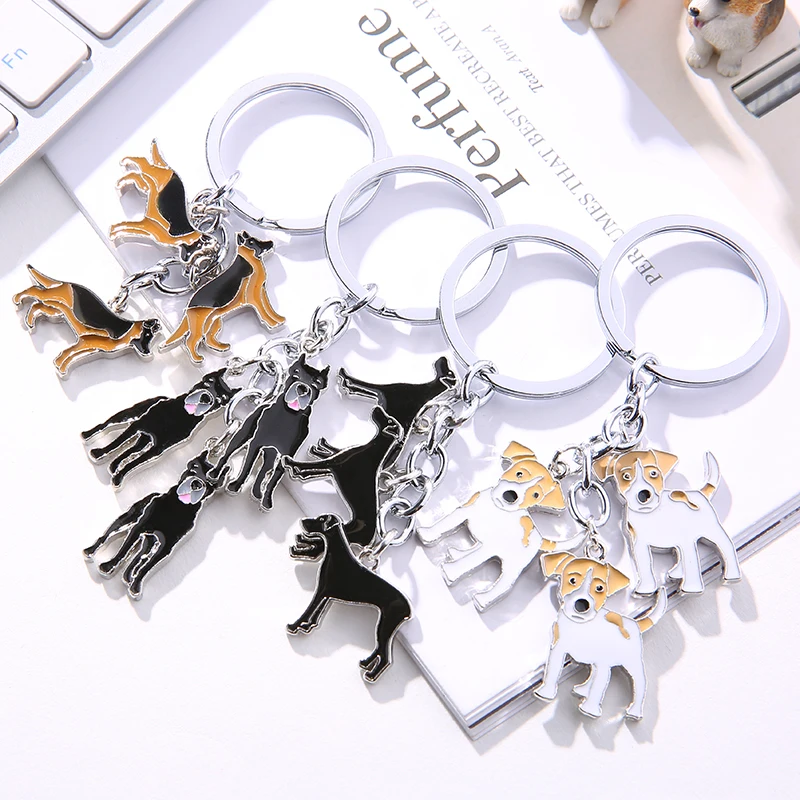 Jack Russell Terrier pendant keychain car key rings Holder Gift for men women bag pet charm Jewelry