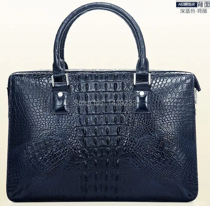 Tailand Import 100% Genuine/Real Crocodile Skin Men Briefcase Laptop Bag, Top Luxury Men Business bag Black, Free Shipping