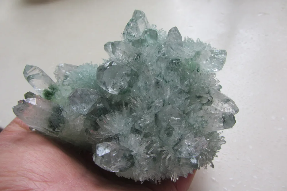 

607.7g New Find Natural Green Phantom QUARTZ Crystal Cluster Specimen