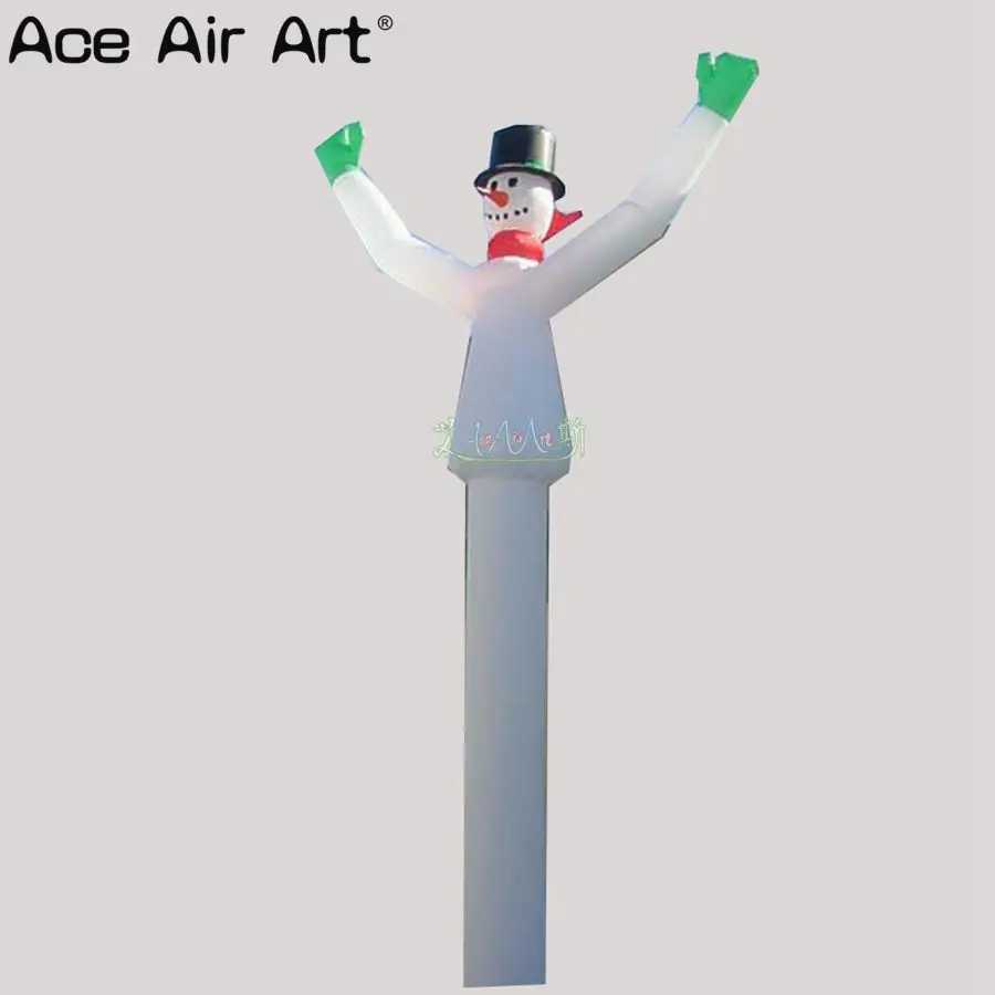 

5m High White Inflatable Snowman Air Dancer Christmas Winter Dance Man Decoration Sky Dancing Tube for Sale