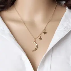 Europe And United States Foreign Trade Romantic Couple Moon Star Combination Of Women Clavicle Necklace Jewelry Maxi Necklace