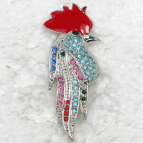 60pcs/lot Mixed Color (Can Notes Color) Wholesale Fashion Brooch Rhinestone Enamel Rooster Pin brooches C101076