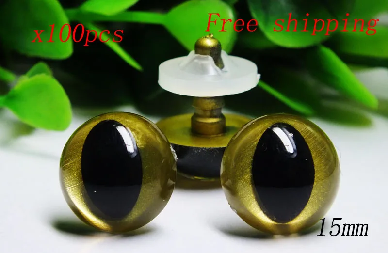 Free Ship15mm Gold Color Cat Eyes - 50 Pairs Craft Safety Eyes/Doll Eyes