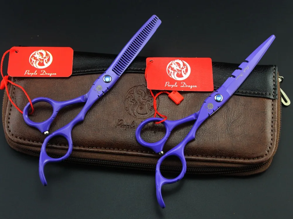 

506# TOPPEST 6.0 Inches Purple Hairdressing Scissors JP 440C 62HRC Home & Salon Cutting Scissors Thinning Shears Hair Scissors