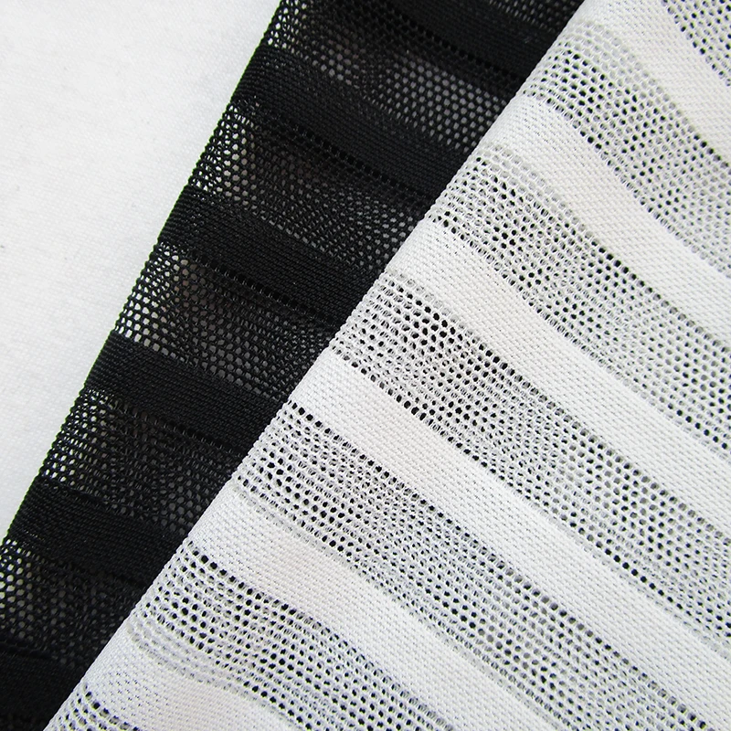 1 yard New Fashion Slim Mesh Black Striped Netting Fabric Sexy Lingerie Stretch Dress Net Fabric Knit Apparel Sewing Cloth Tissu