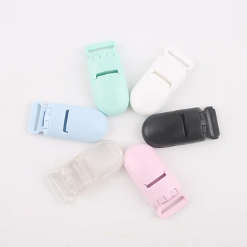 Mordidas 20 pçs cores doces plástico babador titular clipes acessórios do bebê chupeta clipes presente do bebê diy material mordedor do bebê