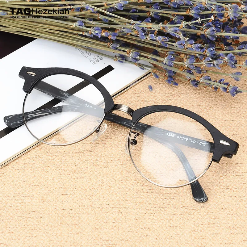 

2024 TAG Hezekiah Brand Wood Eyewear Frames Retro women men computer myopia optical glasses frame oculos de grau clear glasses