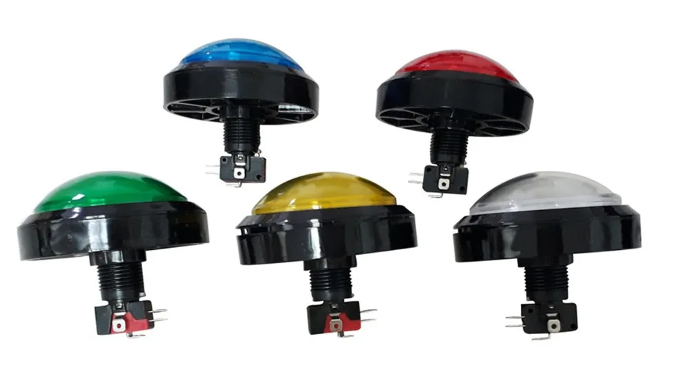 2 шт 100 мм светящиеся кнопки круглые с подсветкой кнопочные с микропереключателем для аркадной игровой машины, 5 видов цветов на выбор