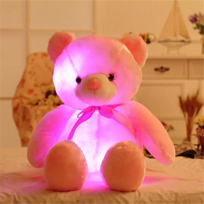 50cm Creative Light Up LED Teddy Bear Toy Animals Plush Stuffed Toy Colorful Glowing Teddy Bear Christmas Gift Toys For Children