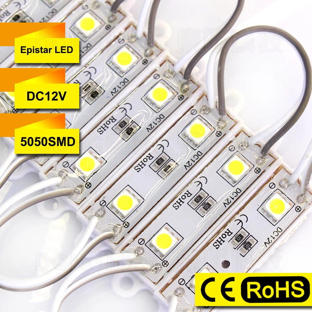 Free Fedex 400pcs/Lot 5050 LED Modules Backlight Waterproof IP65 2 LEDs High Bright LED Letter Sign Red/Green/Blue/White