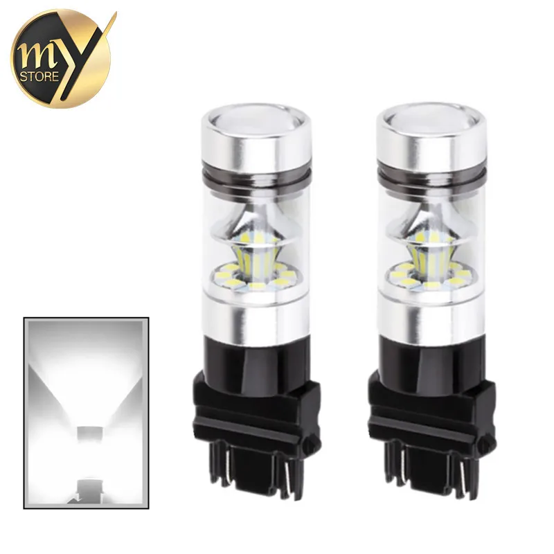 2pcs 100W H4 H7 H8 H11 9005 9006 3157 7443 1156 BA15S 1157 BAY15D Car LED Bulb 6000K Cree Chip 20 SMD automobiles fog lights