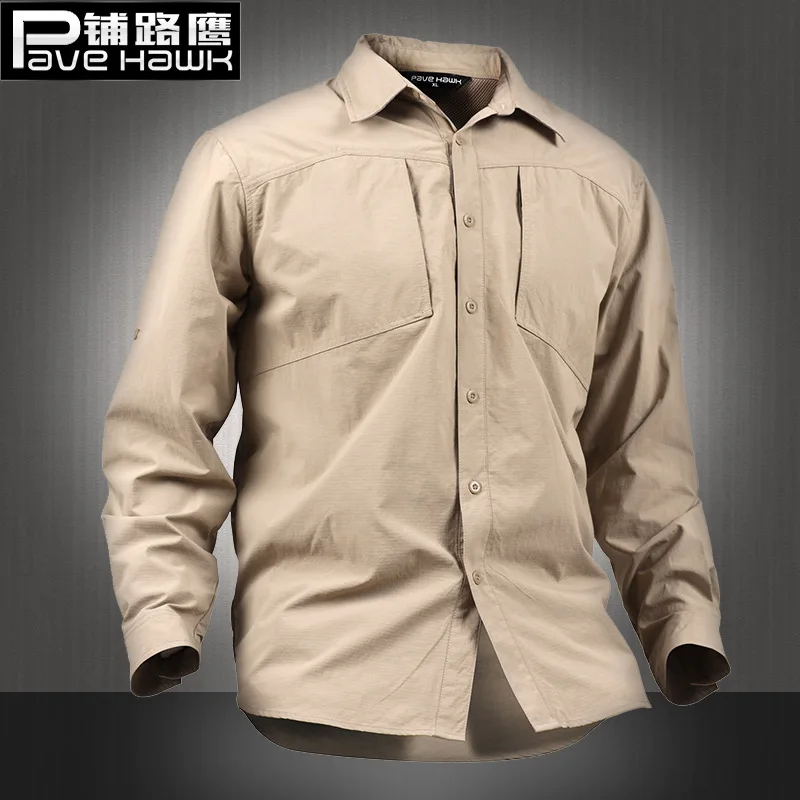 

Spring autumn men outdoor hiking waterproof quick dry mesh breathable anti UV long sleeve shirt male lapel tops blouse