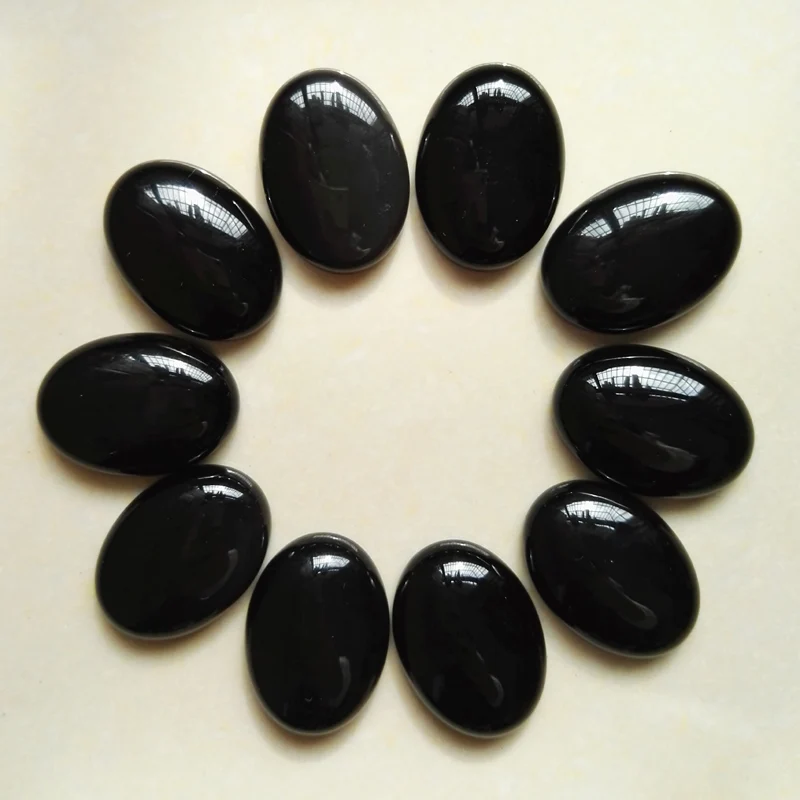 Wholesale 25mmx18mm Natural black onyx stone Oval CAB CABOCHON stone beads teardrop 12pcs/lot Free shipping