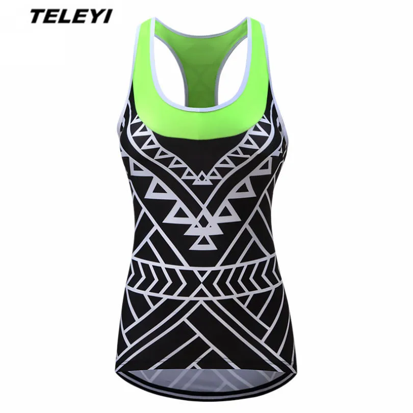2019 Green bicycle Sleeveless MTB Bike Jersey Women\'s Cycling Clothing Ropa CiclismoLadies Bike Shirts Top Maillot Black