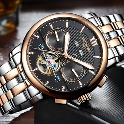 Switzerland CARNIVAL  Luxury Brand Mechanical Men's Watches Waterproof  Multi-funciton Skeleton Sapphire Luminous Clock C8722G