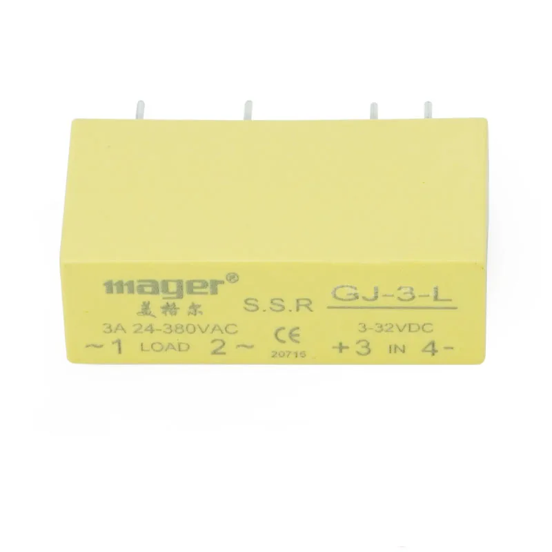 Free shipping 2pc High quality 3A Mager SSR DIP DC-AC solid state relay DC control AC GJ-3-L 3A 380V