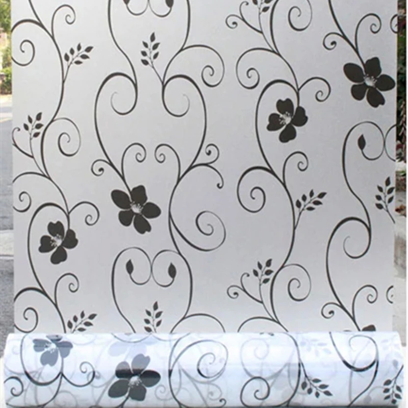 

Frosted UV Static Cling Glass Sticker, Transparent, Sunscreen, Bathroom, Reusable, Iron Flower, Window Glass Film, 50cm x 300cm