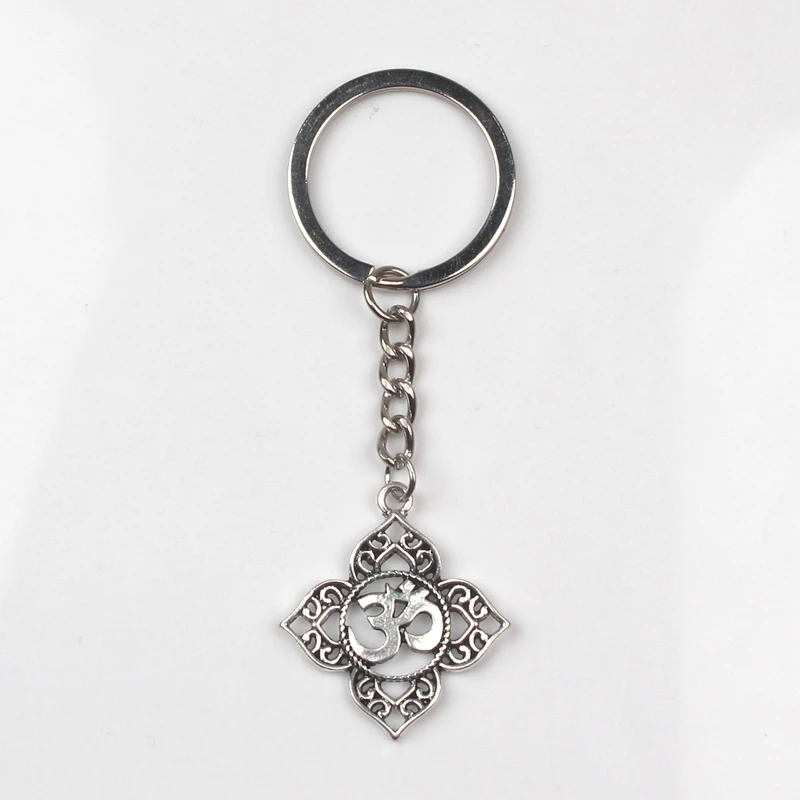 Filigree OHM OM AUM Buddha Lotus pendant Keychain, Buddhist, yoga Keychain