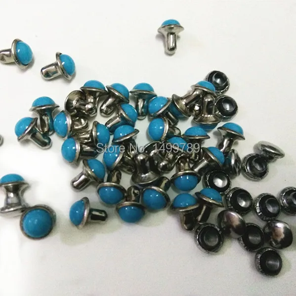 DIY100PCS 6mm Accessories Blue Turquoise Crack Rivets Leather Craft Punk Studs Shipping Free