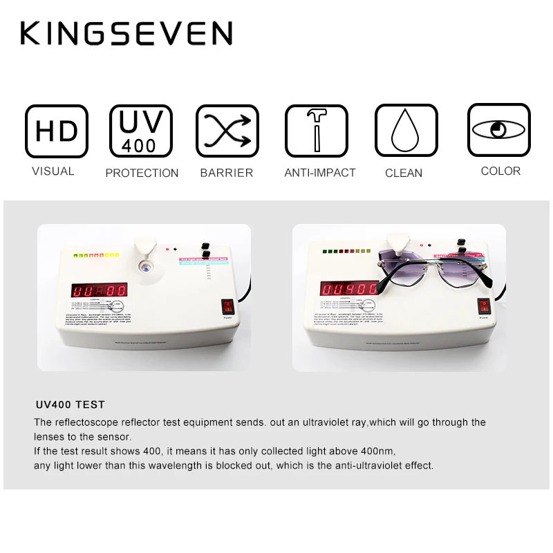 KINGSEVEN-gafas de sol sin montura para mujer, lentes de sol con montura de aleación, estilo clásico, marca de diseñador