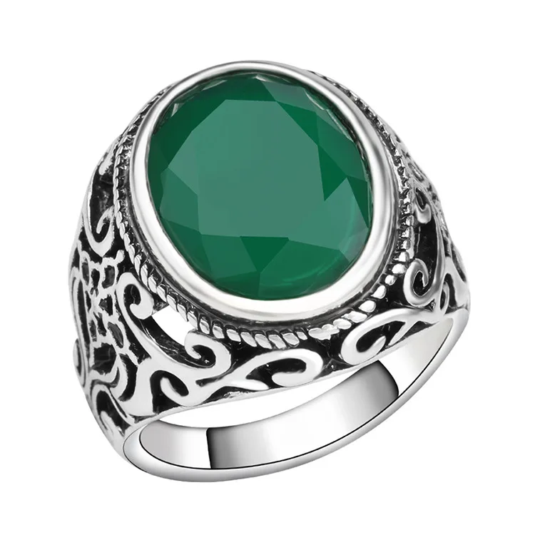 Best Price New Fashion Rings for Men Stone Antique Silver Color Plating Ring for Party Vintage Rings Jewelry 31057