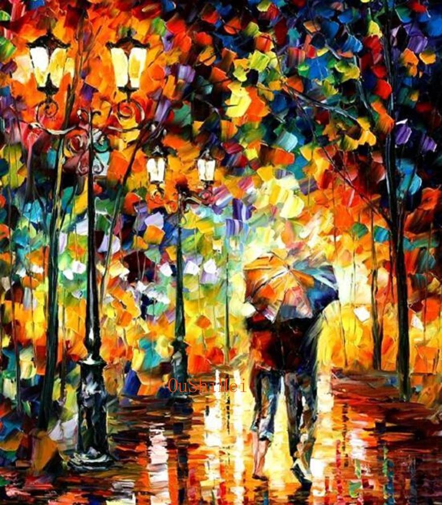 

Hand Painted Lover Landscape Oil Painting Picture Modern Wall Paintings On Canvas Street Pictures For Room Decor Painting