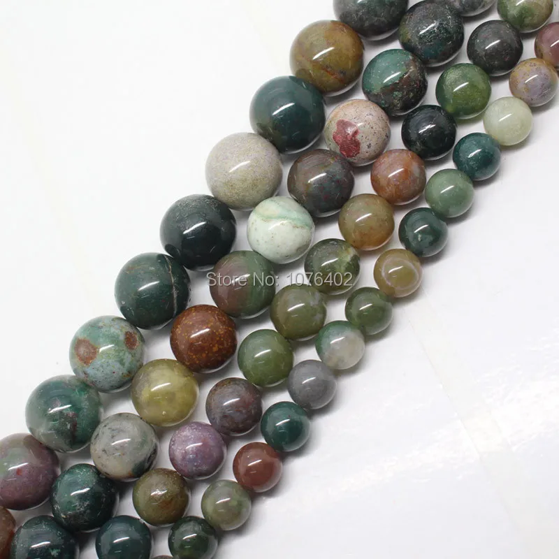 Mini. order is $7!4,6,8,10,12,14mm Natural Indian Agates Round Loose Beads 15