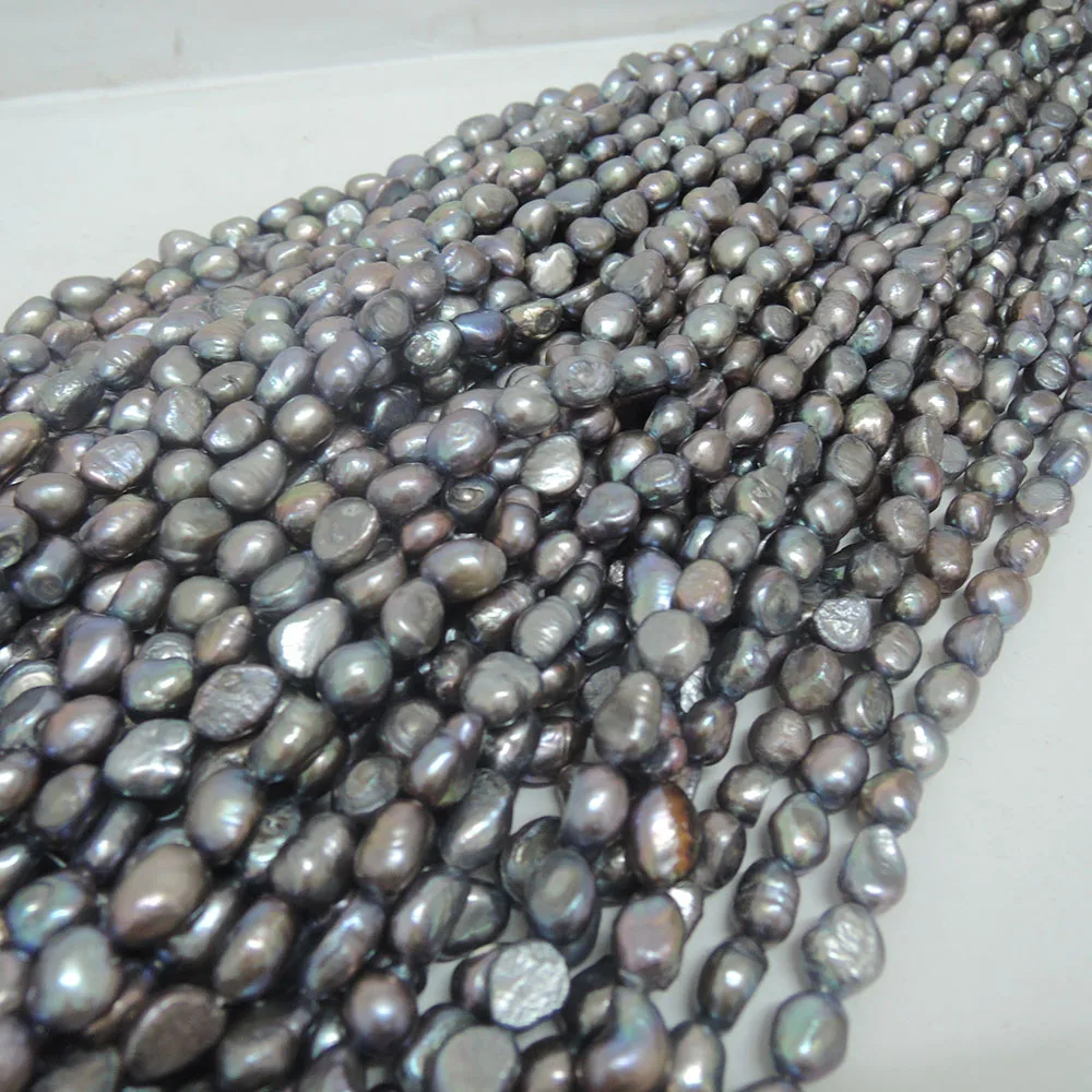 7-8 mm 100% Real freshwater loose pearl beads,gray color pearl ,baroque shape-high luster-AAA pearls