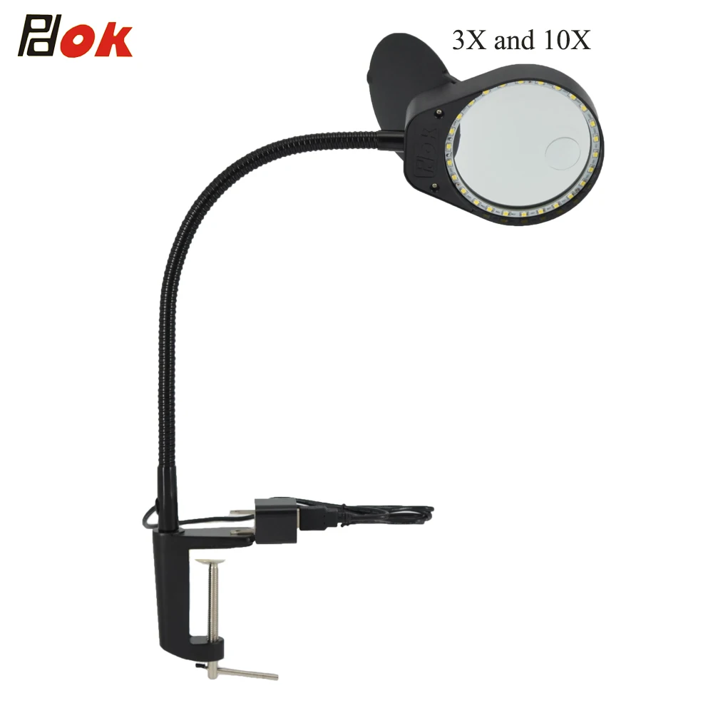 3x10x Magnifying Glass Light 5W Clamp Magnifier 3X10X Large Lens Magnifying Reading Light For Reading Clip-on Lamp Wholesales