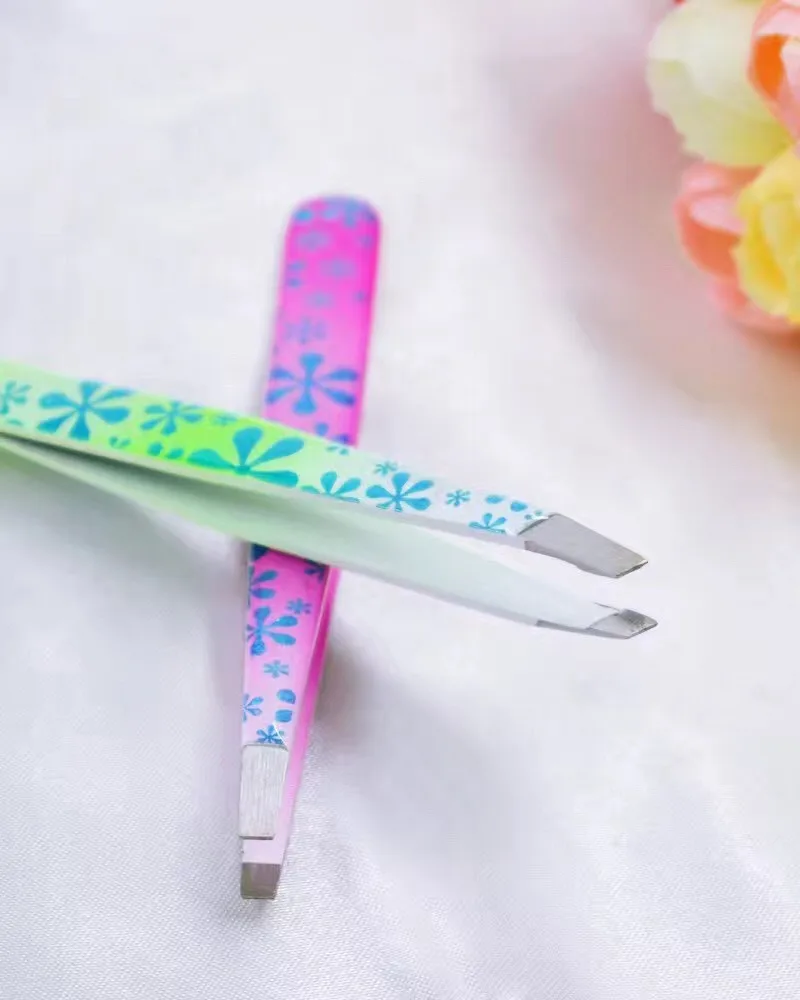 แหนบคิ้วแบน Slant Tip Eyebrow Tweezer Hair Remover ขนตาปลอมคลิป Facial สําหรับใบหน้าจมูกแต่งหน้าเครื่องมือความงามขาย