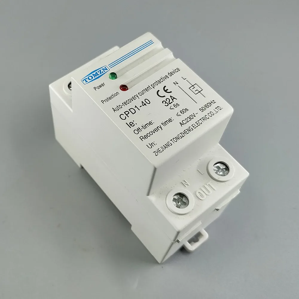 32A   230V 50/60hz Din rail automatic recovery reconnect over Current limiting protective device protector