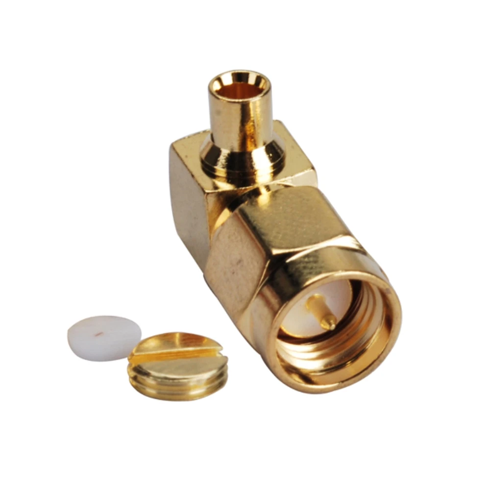 Eightwood 5PCS SMA Plug Male RF Coaxial Connector Adapter Right Angle Solder for Semi-rigid .086'' RG405 RG402 RF Coaxial Cable