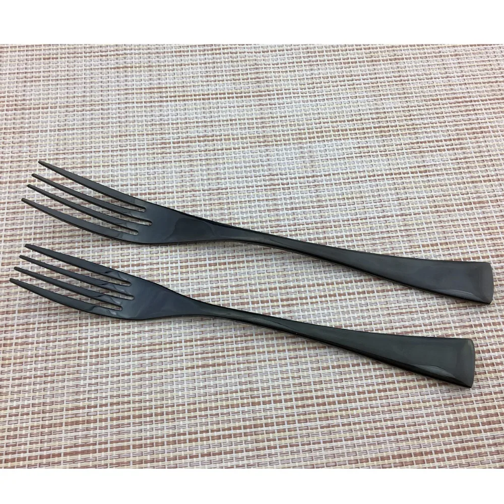 JANKNG 5Pcs Stainless Steel Cutlery Set Mirror Polishing Silverware Dinner Black Dinnerware Knife Tableware Set Service For 1