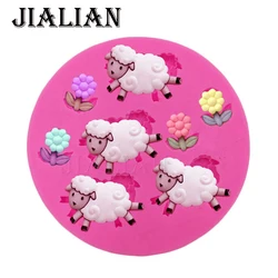 4 Hole Sheep flowers chocolate cake decorating tools DIY fondant silicone mold Clay Resin sugar Candy Sculpey T0125