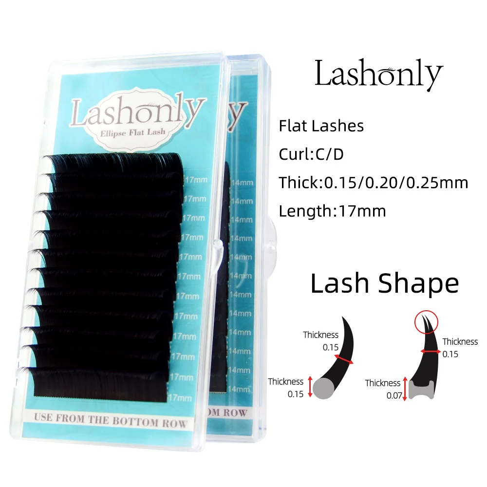 Lashonly New Matte Flat Eyelash Extensions Individual Mink Softer Ellipse Flat Lash Split Tips Soft Volume Looking Qeelasee