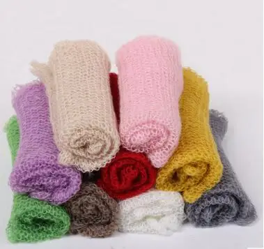 (60*40cm) Hand Knit mohair Wraps Newborn Photography Wraps Baby Shower Gift Newborn Props