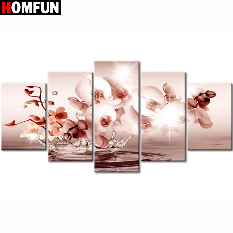 HOMFUN 5pcs Full Square/Round Drill 5D DIY Diamond Painting \
