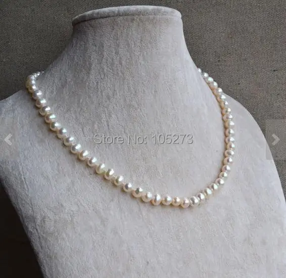 Wedding Party Jewelry Ivory Pearl Necklace Freshwater Pearl 6-7mm White Color Pearl Necklace 18 Inches Free Shipping