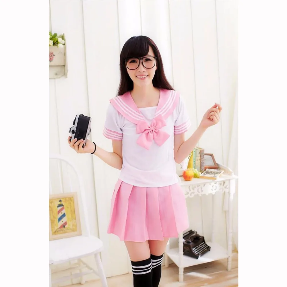 Disfraz de uniforme de escuela secundaria para mujer, uniforme de estudiante japonés, camisa de manga corta, falda Kawaii de Anime, fantasía Sexy