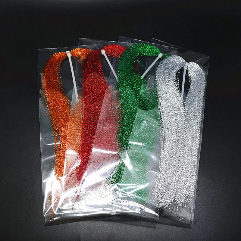 Big volume 4packs fly tying twisted Flashabou Tinsel Flash crystal Tinsel saltwater fly wings tails sabaki rig tying materials
