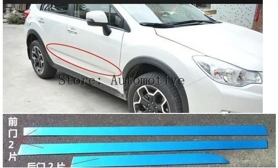 4PCS stainless steel Chrome Side Door Body Molding Strip Stripe Cover  For Subaru XV 2012 2013 2014 2015 2016