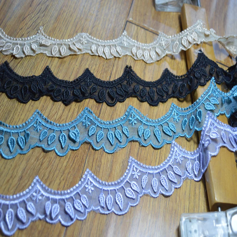 somelace  2yds/lot purple~blue~black~brown embroidery Lace Trim with Design for Wedding Bridal Garment Decoration 1752046