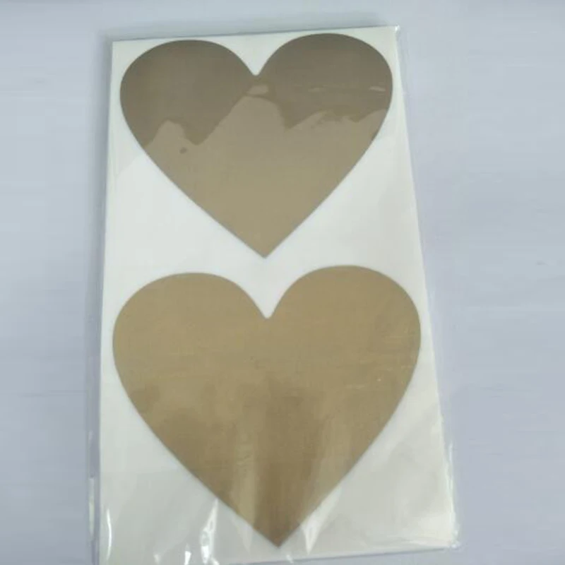 100pcs Scratch Off Stickers 70x80mm Love Heart Shape Rose Gold Color Blank For Secret Code Cover Home Game Wedding Message