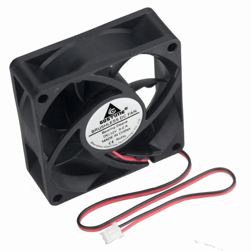 Gdstime 2 Pcs 2Pin 70mm x 25mm PC Case Cooling Fan 12V Computer Case Cooler 70x70x25mm DC Brushless Cooling Fan 7cm 7025s