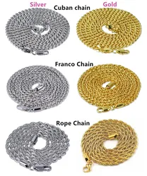 Three Types Chains, Rope Chain ,Cuban Chain ,Franco Chain For Wholesale
