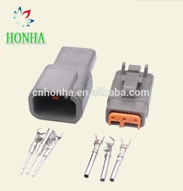 

free shipping 3 Pin Deutsch DTM Wire Connector Gray Waterproof Female Male Auto Plug DTM06-3S DTM04-3P