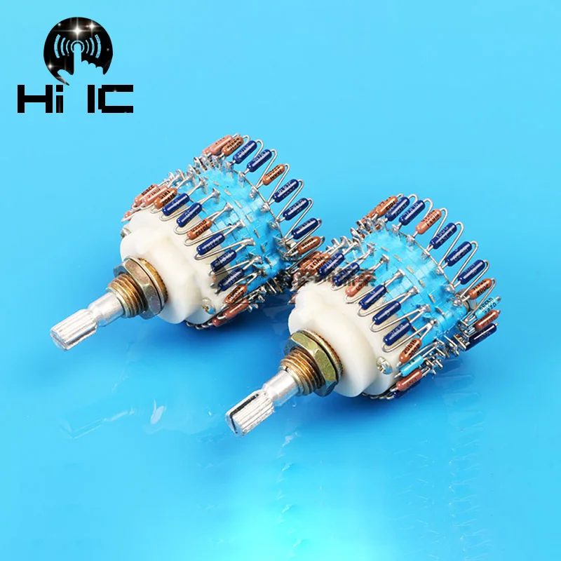 1pcs 23 Step Potentiometer 10K/50K/100K/250K/500K Two-Channel Volume Potentiometer Amplifier Volume Control