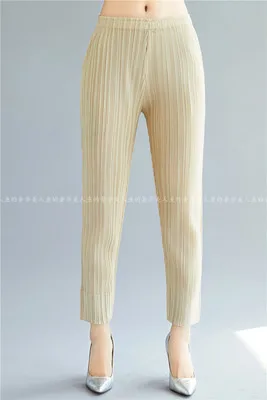 HOT SELLING Miyake women's shebian coarse ankle length trousers quinquagenarian  trousers  pleated trousers IN STOCK