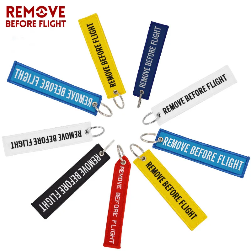 Remove Before Flight Key Chain llaveros Important Things Tag White Embroidery Key Fobs OEM Key Jewelry Aviation Gifts Chaveiro